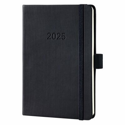 SIGEL C2515 Wochennotiz-Kalender Conceptum 2025 - black - 1 Jahr - 2 Seiten = links Woche / rechts Notizseite - Hardcover - 80 g/m² - ca. A6 - schwarz - 176 Seiten - PEFC-zertifiziert