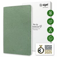 SIGEL RU102 Notizbuch Re-Up - kariert - ca. A5 - grün - Softcover - 100 Seiten - NCP vegan-zertifiziert