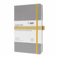 SIGEL LS101 Notizbuch Linescape - liniert - ca. A5 - hellgrau/gelb - Hardcover - 176 Seiten - FSC-zertifiziert