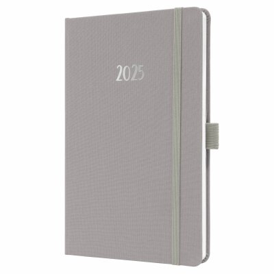 SIGEL J5403 Wochenkalender Jolie 2025 - pearl grey - 1 Jahr - 2 Seiten = 1 Woche - Hardcover - 80 g/m² - ca. A5 - hellgrau - 174 Seiten - FSC-zertifiziert