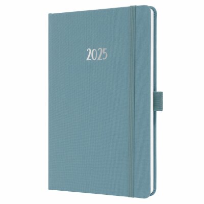 SIGEL J5401 Wochenkalender Jolie 2025 - powder blue - 1 Jahr - 2 Seiten = 1 Woche - Hardcover - 80 g/m² - ca. A5 - blau - 174 Seiten - FSC-zertifiziert