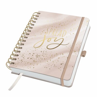 SIGEL JP205 Tagesplaner Jolie - Glittery Joy - undatiert - 110 Tage - 2 Seiten = links Notizen / rechts Planungsseite - Hardcover - 120 g/m² - ca. A5 - rosa/grau - 240 Seiten - FSC-zertifiziert - GB