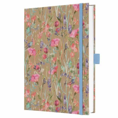 SIGEL JN853 Notizbuch Jolie - Pure Wildflowers - liniert - 100 g/m² - ca. A5 - braun/pink/blau/lila - Hardcover - 192 Seiten - FSC-zertifiziert