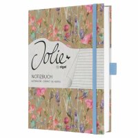 SIGEL JN853 Notizbuch Jolie - Pure Wildflowers - liniert - 100 g/m² - ca. A5 - braun/pink/blau/lila - Hardcover - 192 Seiten - FSC-zertifiziert