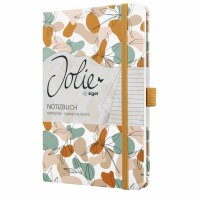 SIGEL JN359 Notizbuch Jolie - Summer Linear Leaves - liniert - 80 g/m² - ca. A5 - braun/mint/rosa - Hardcover - 174 Seiten - FSC-zertifiziert