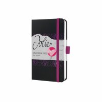 SIGEL J5212 Wochenkalender Jolie 2025 - sparkling black - 1 Jahr - 2 Seiten = 1 Woche - Hardcover - 80 g/m² - ca. A6 - schwarz/pink - 174 Seiten - FSC-zertifiziert