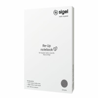 SIGEL RU104 Notizbuch Re-Up - kariert - ca. A5 - dunkelgrau - Softcover - 100 Seiten - NCP vegan-zertifiziert