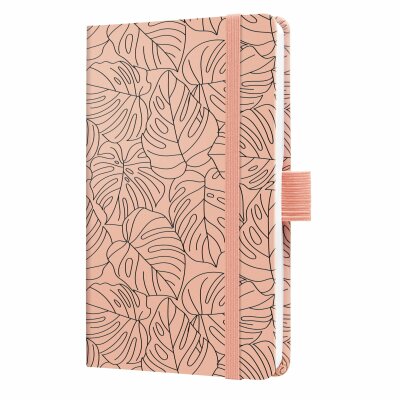 SIGEL J5352 Wochenkalender Jolie 2025 - Rose Monstera - 1 Jahr - 2 Seiten = 1 Woche - Hardcover - 80 g/m² - ca. A6 - rosé/schwarz - 174 Seiten - FSC-zertifiziert