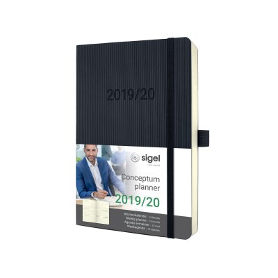 Sigel Wochenkalender Conceptum 2019/2020 18 Mon. Softcover black 256S. ca.A5