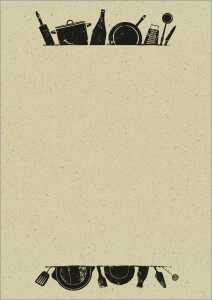 Motiv-Papier - Kochutensilien - beige/schwarz - 100 g/m² A4 100 Blatt