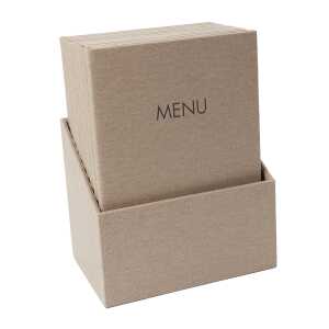 Speisekarten-Mappen - 10 Stück Gummi-Bindung - A4 - beige