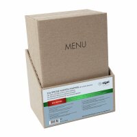 SIGEL SM208 Speisekarten-Mappen - 10 Stück - inkl. Aufbewahrungsbox - Gummi-Bindung - A4 - beige