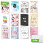Geburtstags-Karten-Set - Colourful Birthday A6 - 24 Karten + Umschläge