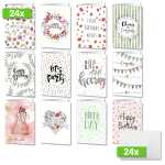Geburtstags-Karten-Set - Happy Birthday A6 - 24 Karten + Umschläge