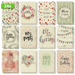 Geburtstags-Postkarten-Set - Happy Grassy Birthday A6 - 24 Karten