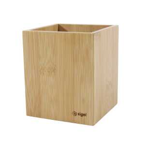 SIGEL Stifteköcher Eyestyle - beige - 9,20 x 10,60 x 9,20 cm - Bambus
