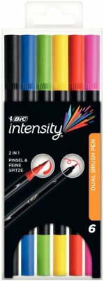 Bic Fasermaler Intensity Dual Brush Pinsel+Spitze f.sort Etui à 6St