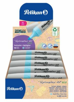 Pelikan Textmarker 490 eco Pastell-Blau 10 Stück in Faltschachtel