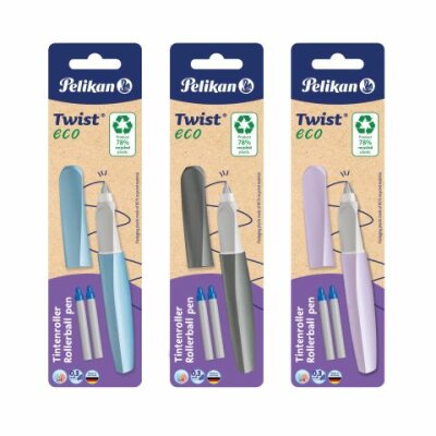 Pelikan Tintenroller Twist eco R457 farbig sortiert +2 Rollerpatronen