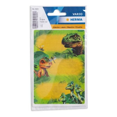 Herma Schuletiketten 76 x 35 mm Dino World 3 Bl 9 Etik.