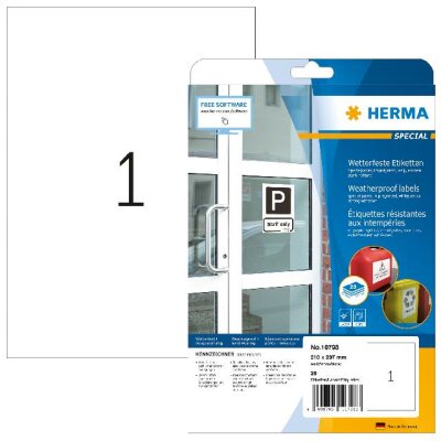 Herma Etiketten stark haftend wetterfest 210 x 297 mm weiss 20 Bl 30 Etik. LaserCopy