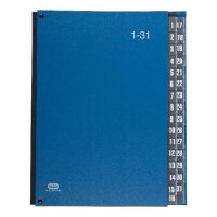 ELBA Pultordner PVC-Einb 32 Fächer 1-31 320g Karton dehnb Leinenr blau