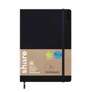 share Notizbuch A5 96 Blatt blanko 80 g/qm schwarz