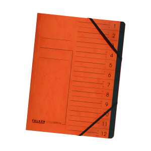Ordnungsmappe Colorspan-Karton orange, 12 Fächer, 2 Gummizüge