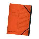 Ordnungsmappe Colorspan-Karton orange, 12 Fächer, 2 Gummizüge