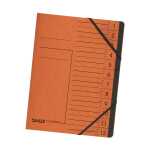Ordnungsmappe Colorspan-Karton orange, 12 Fächer, 2 Gummizüge