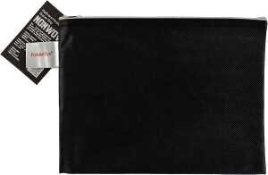 Reissverschlussbeutel A5, non-woven-PP, opak schwarz, Zipper hellgrau
