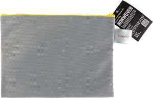 FSY Reissverschlussbeutel A5, non-woven-PP, opak hellgrau, Zipper gelb