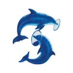 Roth Bügelbild Delfine Stickerei mit Druck 145 cm x...