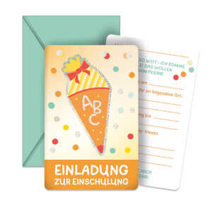 Roth 10 Einladungskarten mit Vordruck und Umschlägen, Glittereffekt