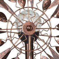 Kinetic Art Metal Wind Spinner: Copper Dolphins Duett - Solar LED