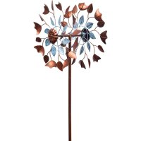 Kinetic Art Metal Wind Spinner: Copper Leaf Duett