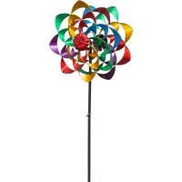 Kinetic Art Metal Wind Spinner: Rainbow Flower Duett