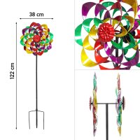 Kinetic Art Metal Wind Spinner: Rainbow Flower Duett