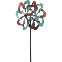 Kinetic Art Metal Wind Spinner: Copper Swirl Duett