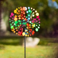 Kinetic Art Metal Wind Spinner: Multi-colored Kaleidoscope Duett