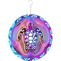 Kinetic Art Metal Hanging Wind Spinner: 3D Vibrant Turtle