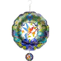 Kinetic Art Metal Hanging Wind Spinner: 3D Tropical Bird