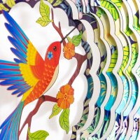 Kinetic Art Metal Hanging Wind Spinner: 3D Tropical Bird