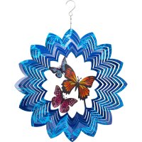 Kinetic Art Metal Hanging Wind Spinner: 3D Butterflies