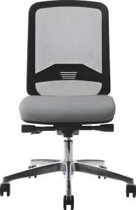 Bürodrehstuhl Bali grau, Neztrücken gepolsterte Sitzfläche Alufußkreuz
