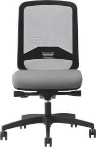 Bürodrehstuhl Bali, Rückenl netzbespannt schwarz, Sitz gepolstert grau
