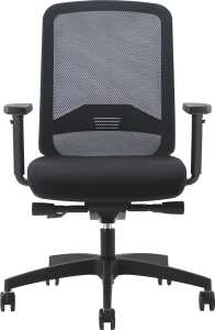 Bürodrehstuhl Bali, Armlehnen , schwarz, Sitz gepolstert schwarz,