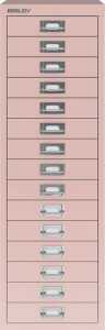 Schubladenschrank 15 Schübe pastellpink, H 590 x B 279 x T 380