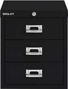 Schubladenschrank 3 Schübe mit Schloss schwarz H 325 x B 279 x T 408