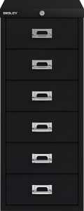 Schubladenschrank 6 Schübe mit Schloss schwarz H 670 x B 279 x T 408